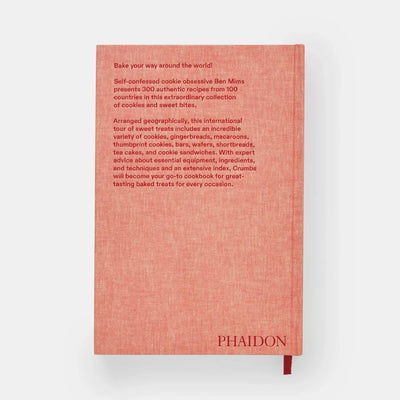
                    
                      Crumbs cookbook, textured coral back cover featuring product description text and red Phaidon logo.
                    
                  