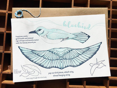 
                    
                      Bluebird Pop-Out Die-Cut Card 3D build kit, white cotton paper with light blue bird pieces, text, and assembly instructions,…
                    
                  