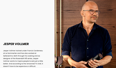 
                    
                      Danish Design Collective Rå series designer Jesper Vollmer, holding a wood and dark metal spice grinder, wooden spatula…
                    
                  