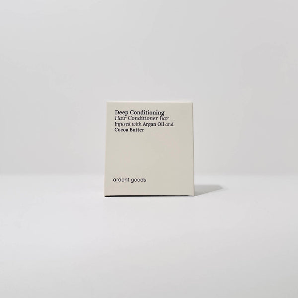 Ardent Goods Hair Conditioning Bar with Argan Oil, light beige box with black text, front view on white background.