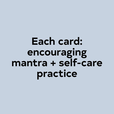 
                    
                      Calm The Chaos Cards mindfulness deck, close-up of card detail with black text: 'Each card: encouraging mantra + self-care…
                    
                  