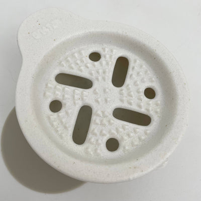 
                    
                      Japanese Ceramic Vegetable Grater Set, speckled white porcelain grater plate, close-up top view of textured grating surface.
                    
                  