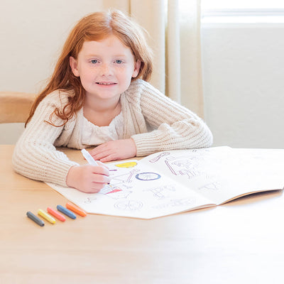 
                    
                      Jumbo House Paper coloring book, open with black line drawings on recyclable paper, child coloring, activity view with…
                    
                  