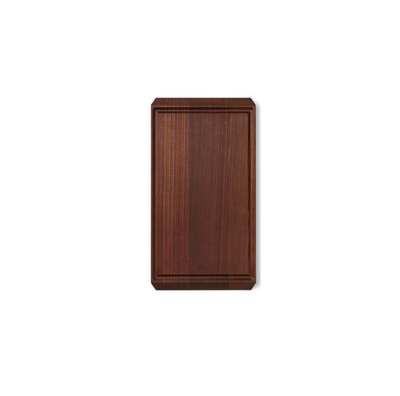
                    
                      Rå wood cutting board, dark heat-treated ash, angled view emphasizing the rectangular juice groove.
                    
                  