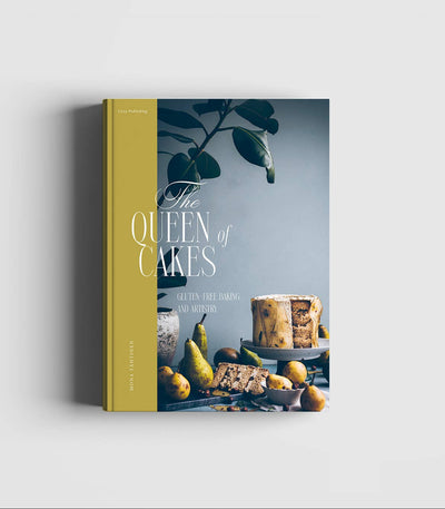 
                    
                      Cozy Publishing Queen of the Cakes book, yellow spine, cover with cake & pears, 'GF Baking & Artistry', front view.
                    
                  
