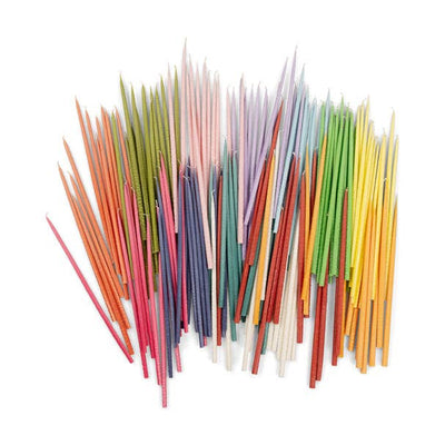 
                    
                      Thin Rainbow Taper Candles, vibrant multi-colored candles arranged in a dynamic pile with various heights.
                    
                  