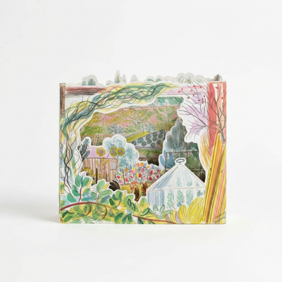 
                    
                      Art Angels Chickens Allotment die-cut stationery card, Emily Sutton illustration of 3D garden, hens, greenhouse, front view…
                    
                  