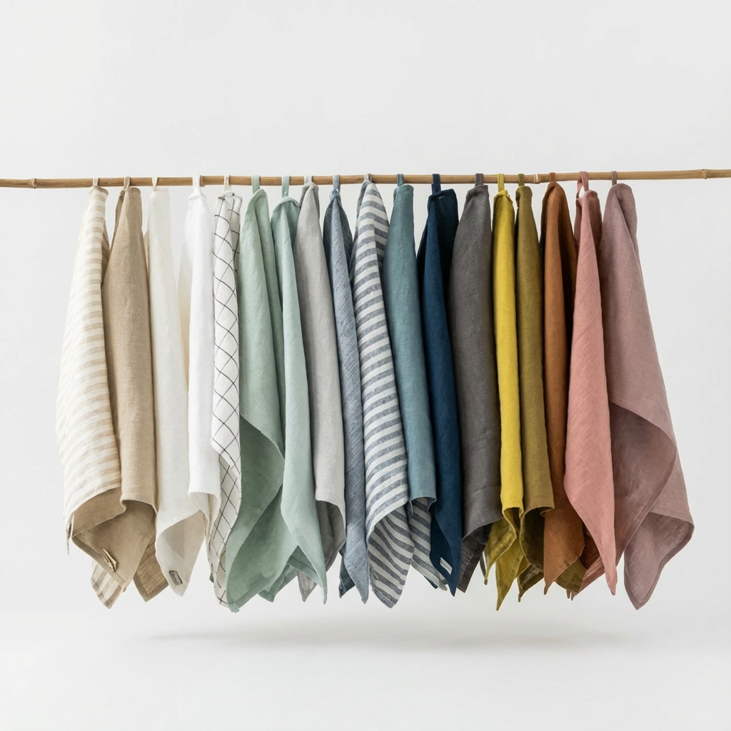 MagicLinen Premium Linen Tea Towels, assorted 100% linen in various solids, stripes, and patterns, full color palette,…
