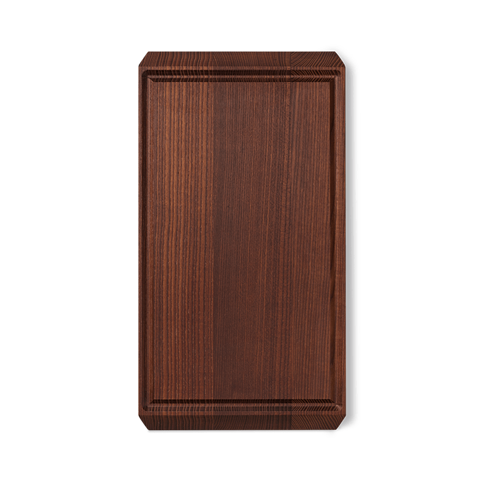 Danish Design Collective Rå Ash Wood Chopping Board, dark brown heat-treated ash wood with grain, rectangular with grooved…