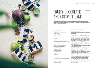 
                    
                      Queen of the Cakes – Gluten-free Baking book, open recipe page for 'Fruity Chocolate and Coconut Cake' with cake slices,…
                    
                  