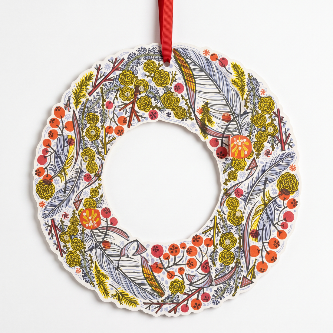 Art Angels Advent Wreath - Illustrated By Angie Lewin Advent Wreath studio product photo on a neutral off-white background