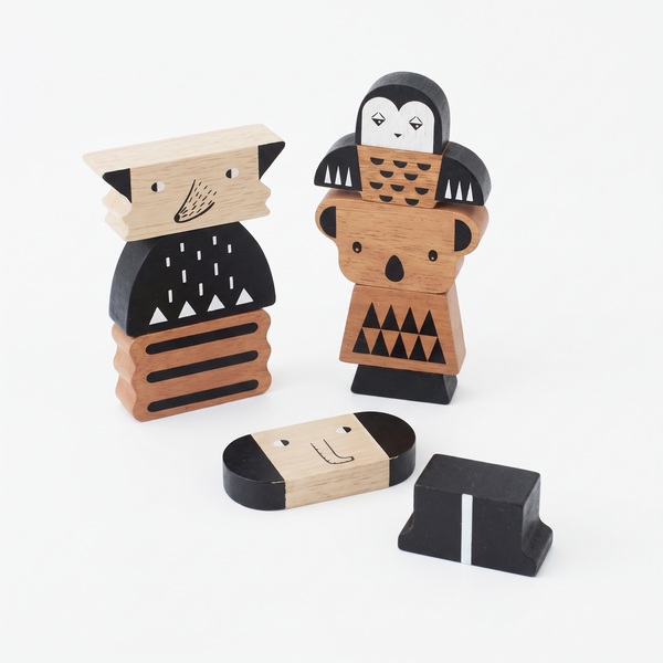 Wee Gallery Animal Stacking Tower studio product photo on a neutral off-white background