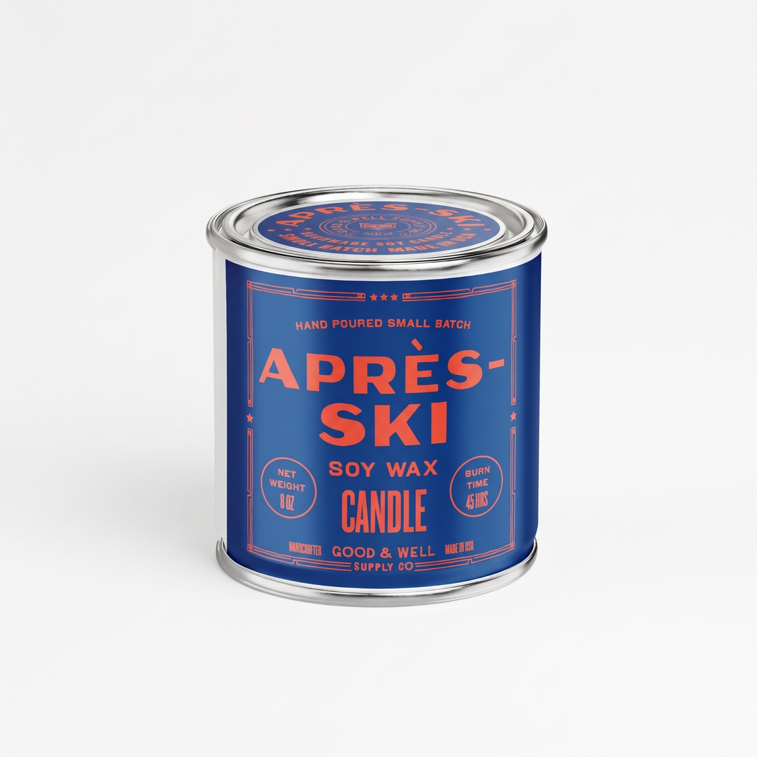 Good & Well Supply Co. Après Ski Soy Candle studio product photo on a neutral off-white background