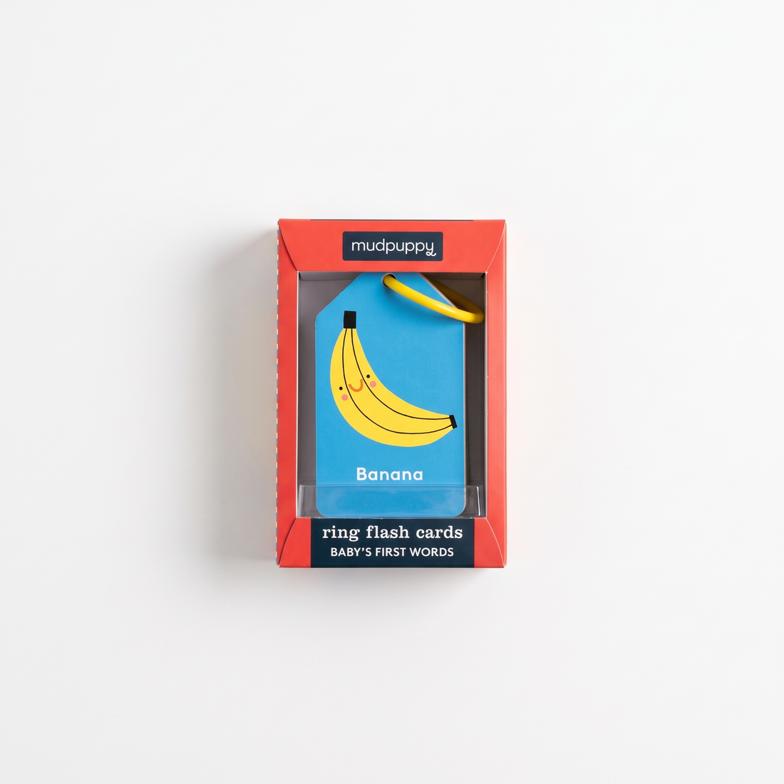 Chronicle Books Baby's First Words Ring Flash Cards studio product photo on a neutral off-white background