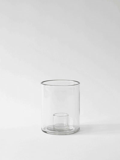 
                    
                      Tell Me More Luna Small candle holder, clear recycled glass, front view on white background.
                    
                  