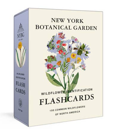 New York Botanical Garden Wildflower ID Flashcards box, angled front and side view with colorful wildflower art on cream,…