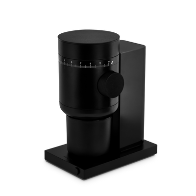 
                    
                      Fellow Opus 2 conical burr grinder, matte black finish, front 3/4 view on white background.
                    
                  