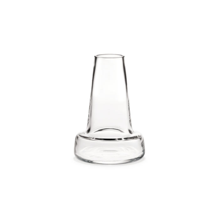 Danish Design Collective Flora Mouth-Blown Glass Vase, clear glass, front view on white