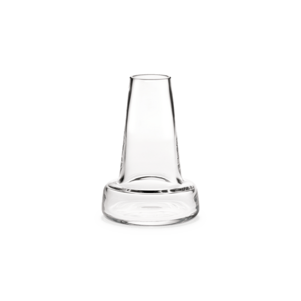 Danish Design Collective Flora Mouth-Blown Glass Vase, clear glass, front view on white