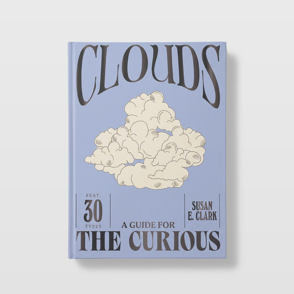 Chronicle Books Clouds nature guide book, light blue cover with dark gray title and cream cloud illustration, front on white.