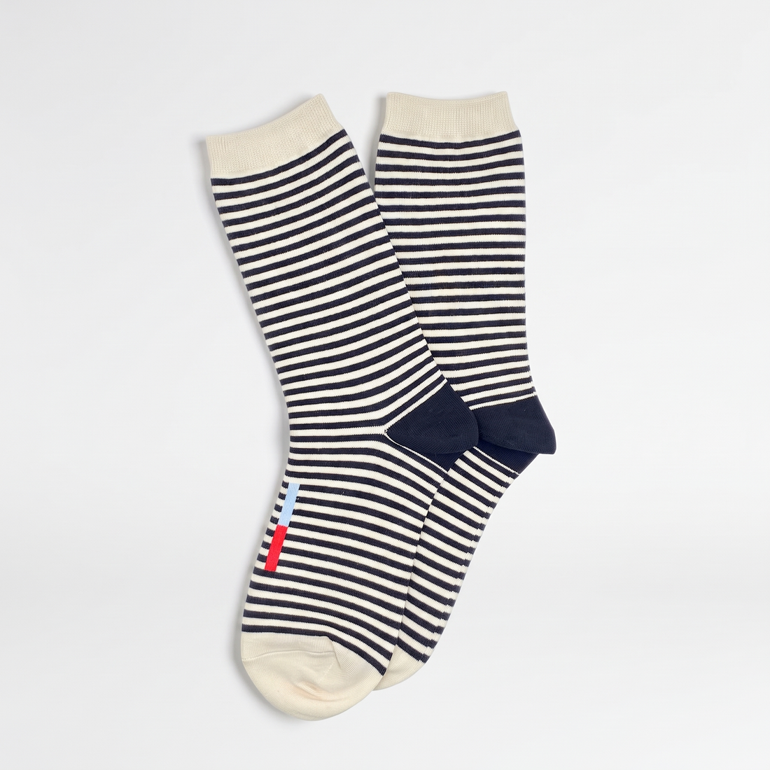 Hooray Sock Co. Cole Thin Stripe Crew Socks — Midnight studio product photo on a neutral off-white background
