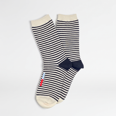 
                    
                      Hooray Sock Co. Cole Thin Stripe Crew Socks — Midnight studio product photo on a neutral off-white background
                    
                  