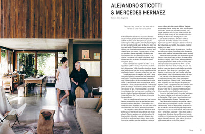 
                    
                      Still: The Slow Home book, interior spread with Alejandro Sticotti and Mercedes Hernáez in their living room, wood walls,…
                    
                  