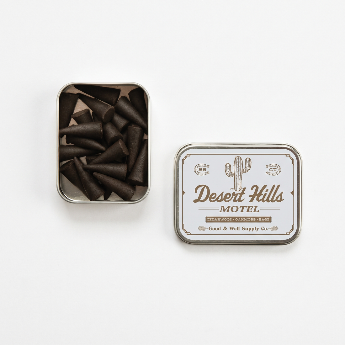 Good & Well Supply Co. Desert Hills Motel Incense Cones (Set of 25) studio product photo on a neutral off-white background