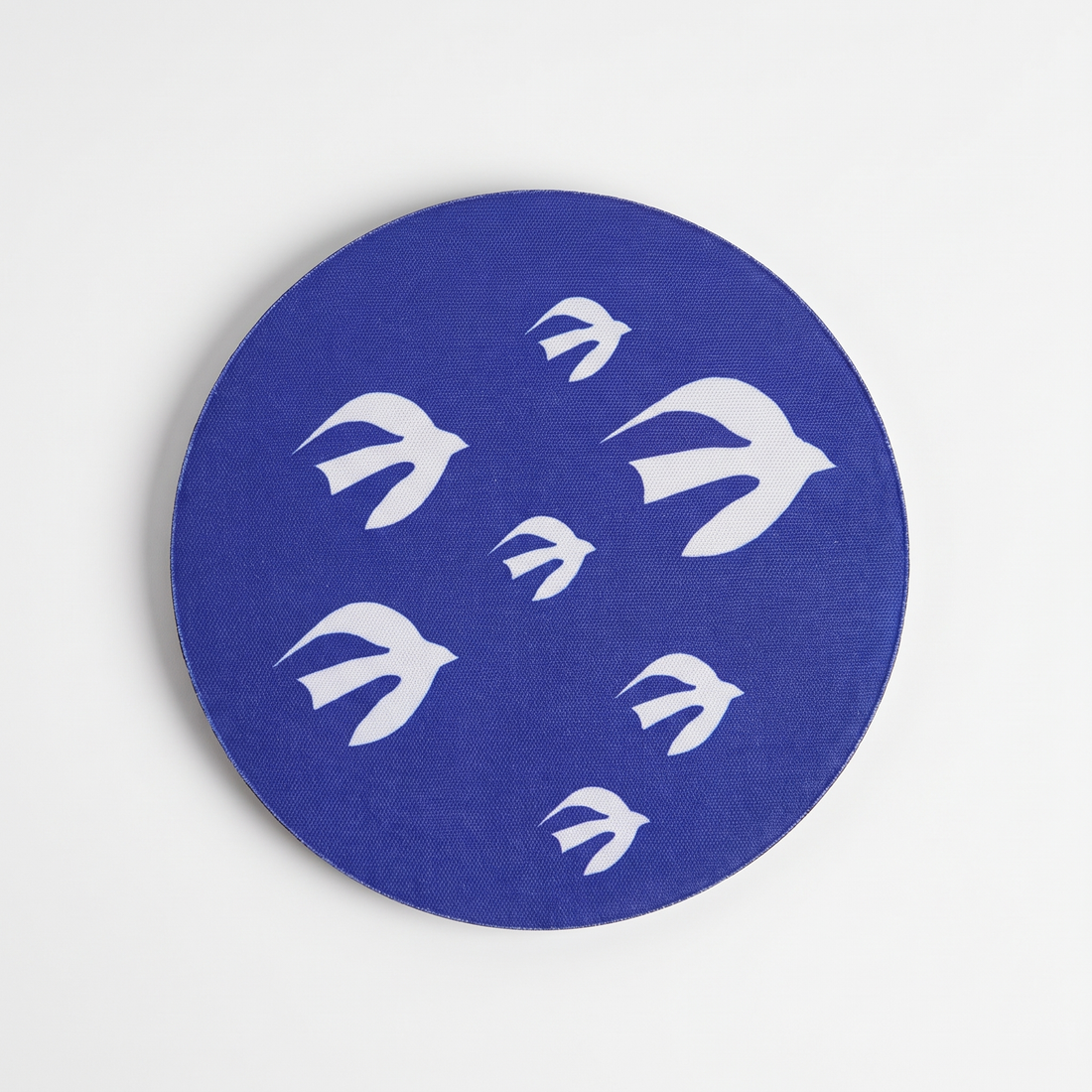 BLU KAT Flocking Birds Round Tray studio product photo on a neutral off-white background