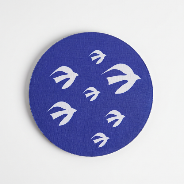 BLU KAT Flocking Birds Round Tray studio product photo on a neutral off-white background