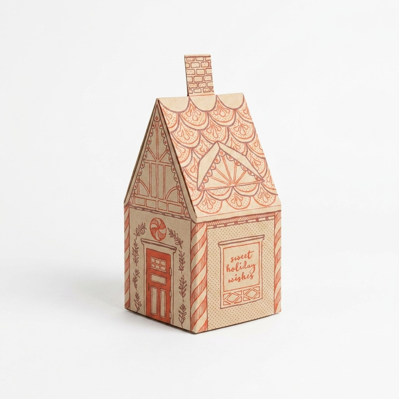 Blackbird Letterpress Gingerbread House 3D Die-Cut Card studio product photo on a neutral off-white background