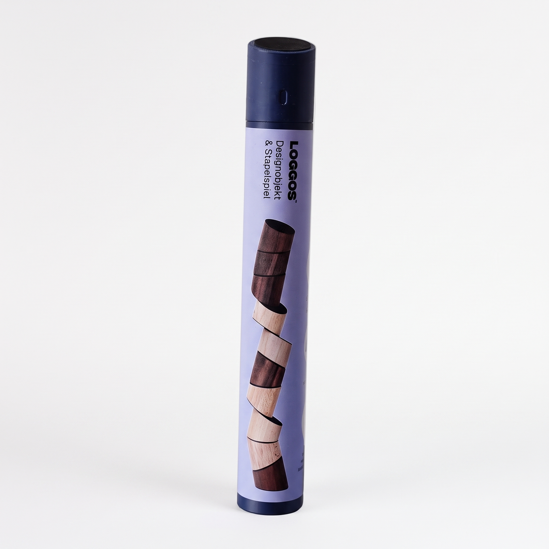 Loggos Wooden Stacking Game studio product photo on a neutral off-white background