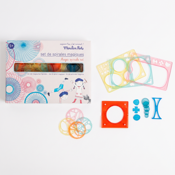 Moulin Roty Magic Spirals Drawing Tool studio product photo on a neutral off-white background
