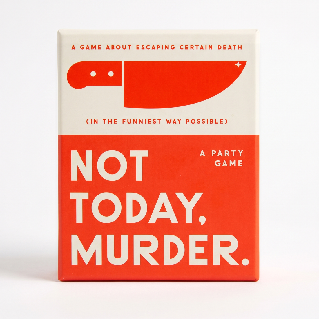 Chronicle Books Not Today, Murder Game studio product photo on a neutral off-white background