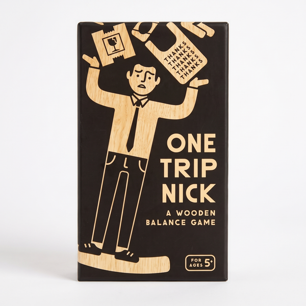 Chronicle Books One Trip Nick Wooden Balance Game studio product photo on a neutral off-white background