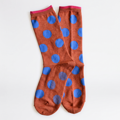
                    
                      Hooray Sock Co. Panhandle Classic Dot Crew Socks - Rust studio product photo on a neutral off-white background
                    
                  