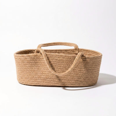 
                    
                      Egmont Rope Carrycot, natural light brown hemp rope basket, front view on white background.
                    
                  