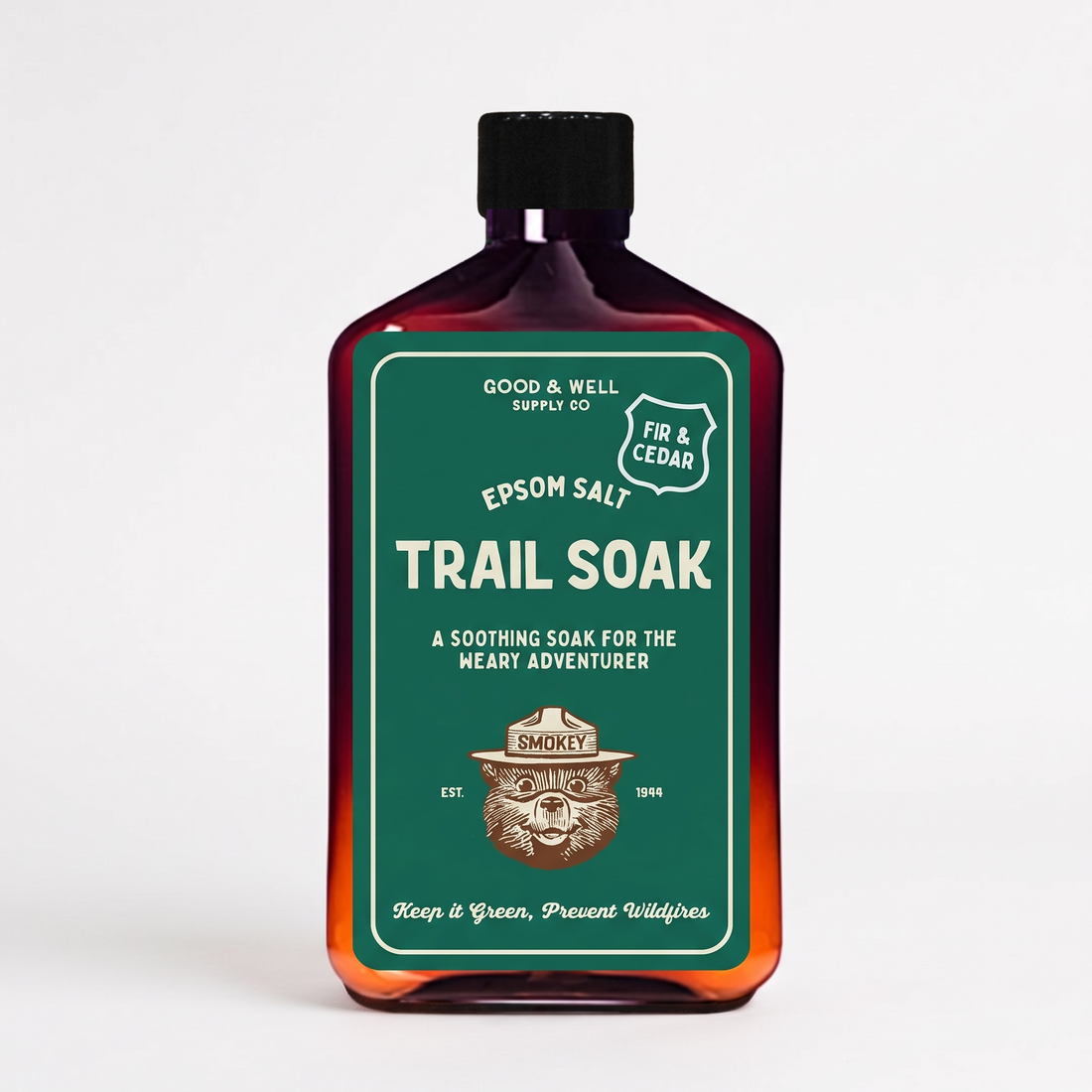 Good & Well Supply Co. Smokey Bear Bath Soak - Fir & Cedar studio product photo on a neutral off-white background