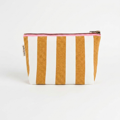 
                    
                      Rose in April Sofia Pouch - Caramel studio product photo hanging from a wooden wall hook on a neutral off-white background
                    
                  