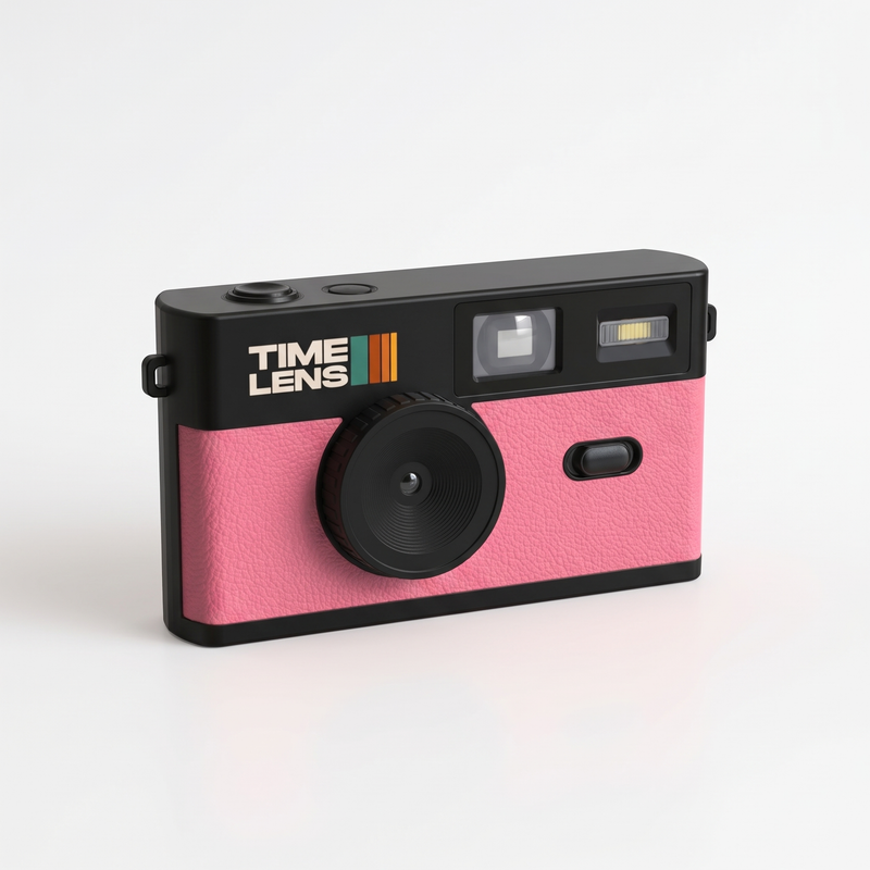 Time Lens Timelens Screen-Free Digital Camera - Pink studio product photo on a neutral off-white background
