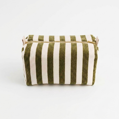 
                    
                      Rose in April Vic Toiletry Bag - Terry Olive studio product photo hanging from a wooden wall hook on a neutral off-white…
                    
                  