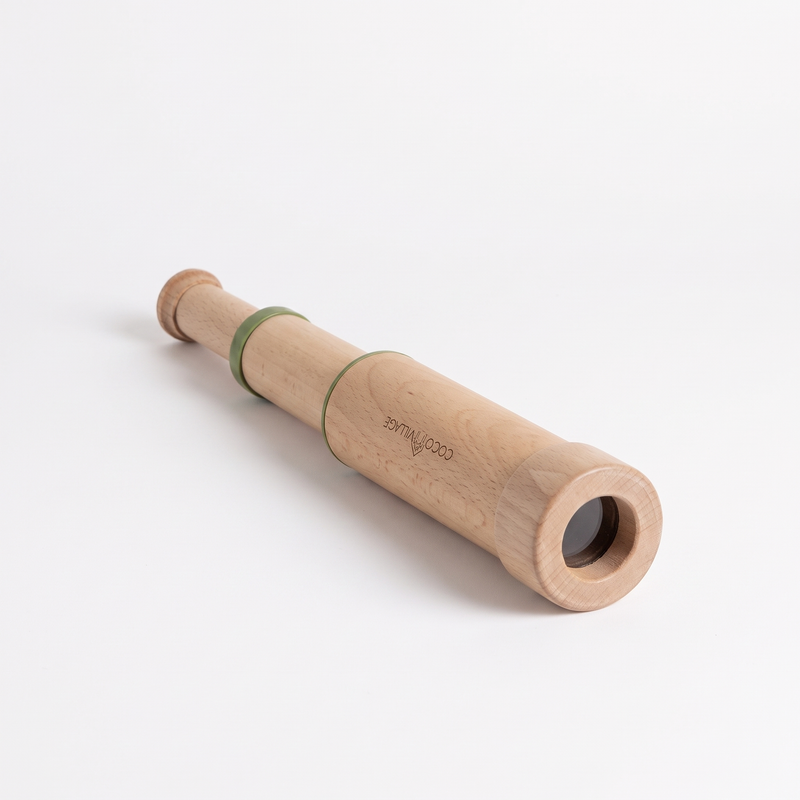 Coco Village Wooden Handheld Telescope studio product photo on a neutral off-white background