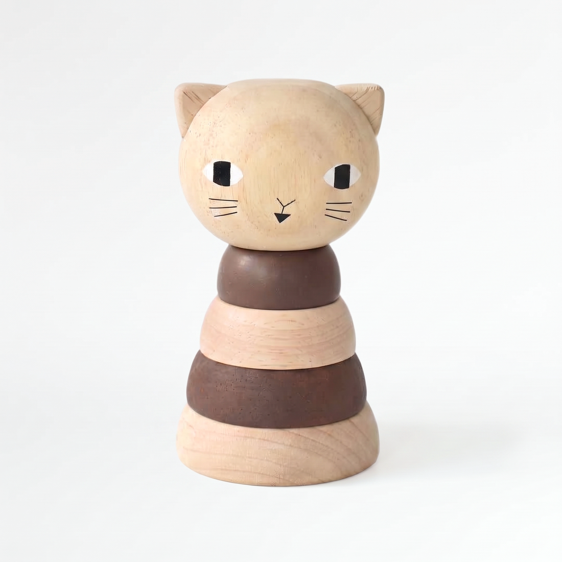 Wee Gallery Wooden Ring Stacker - Cat studio product photo on a neutral off-white background