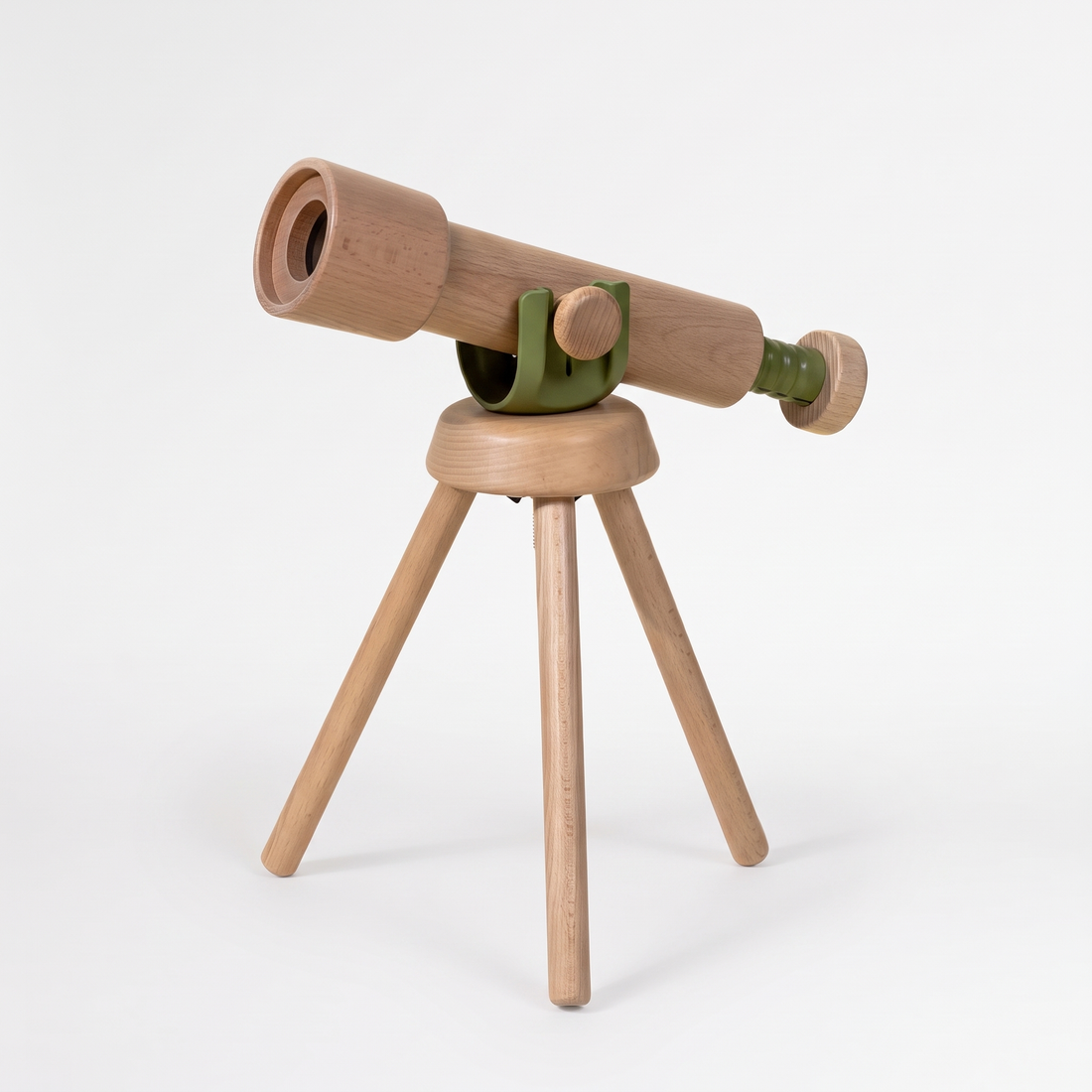 Coco Village Wooden Tripod Telescope studio product photo on a neutral off-white background