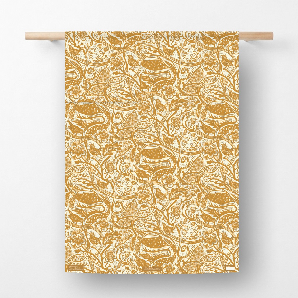 Art Angels Wren Double-Sided Wrapping Paper (Set of 3 Sheets) - Illustrated by Mark Hearld studio product photo on a neutral off-white background